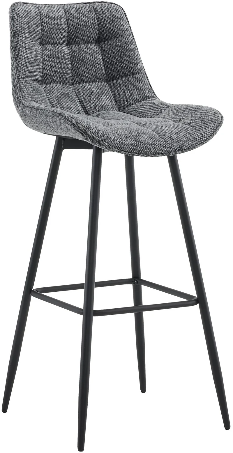 Tabouret de bar x1 coutures décoratives carrées avec repose-pieds en tissu gris foncé quatre pieds en métal 10_0006109