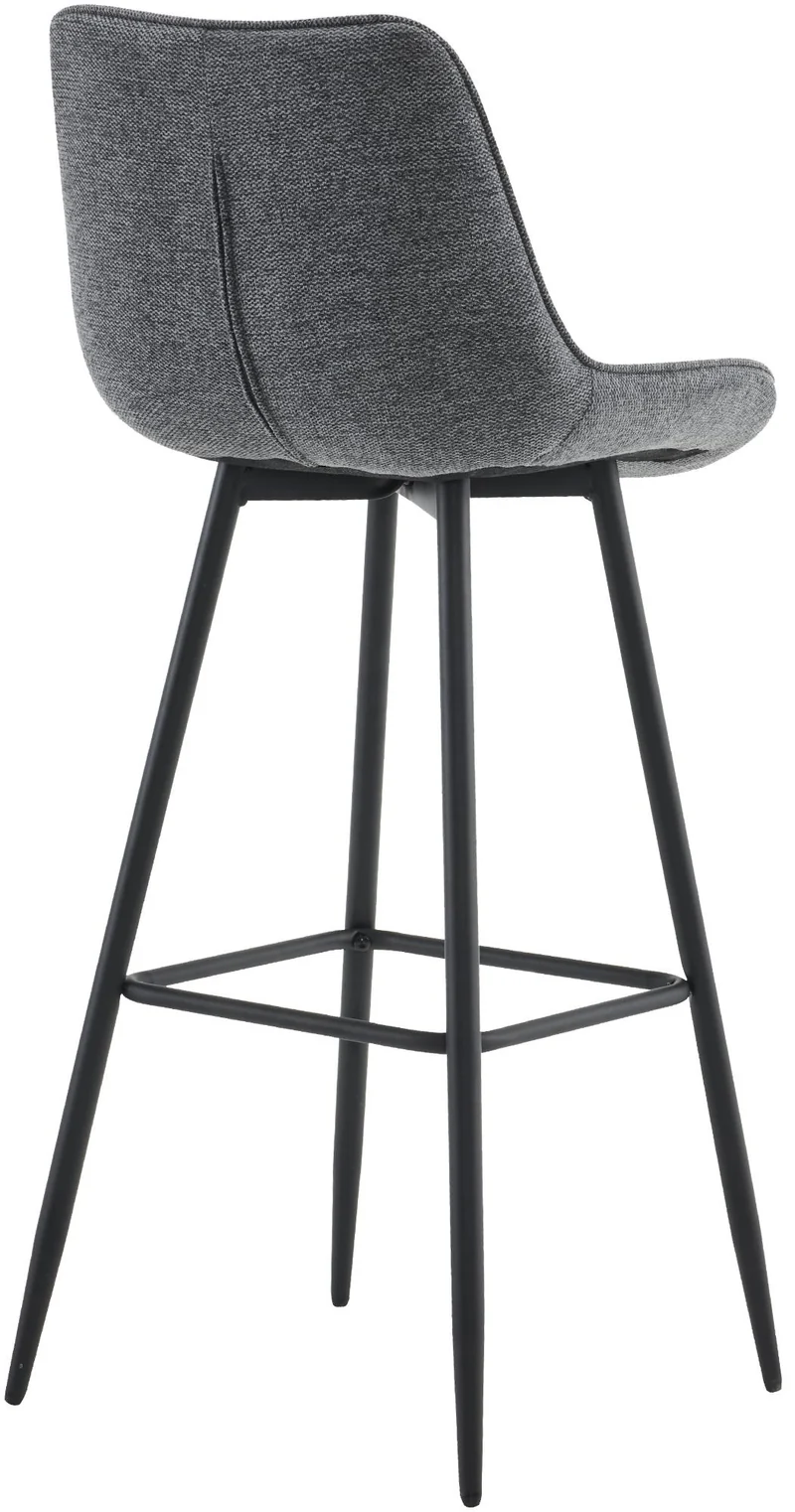 Tabouret de bar x1 coutures décoratives carrées avec repose-pieds en tissu gris foncé quatre pieds en métal 10_0006109
