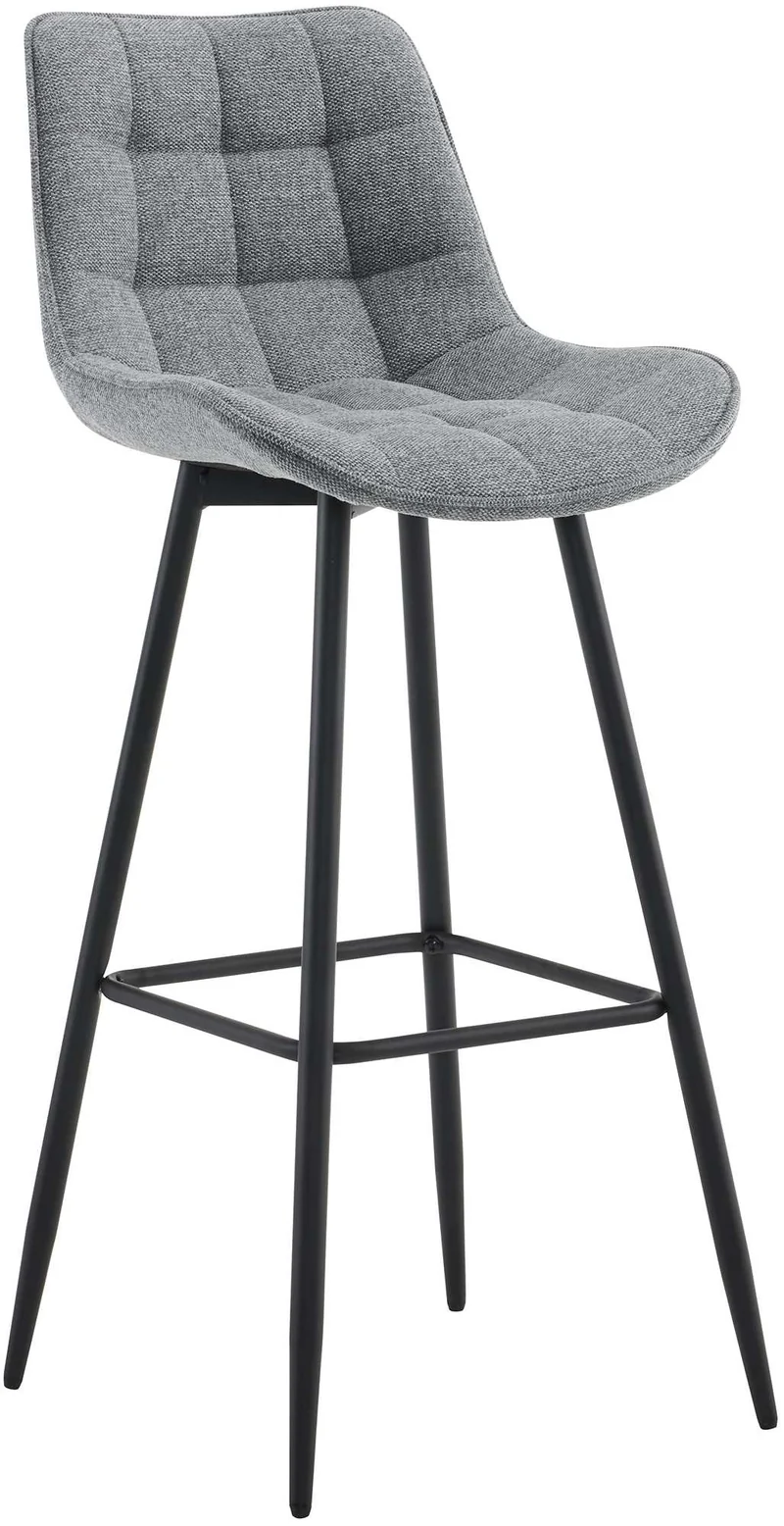 Tabouret de bar x1 coutures décoratives carrées avec repose-pieds en tissu gris quatre pieds en métal 10_0006000