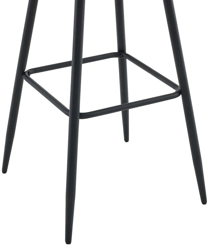 Tabouret de bar x1 coutures décoratives carrées avec repose-pieds en velours crème quatre pieds en métal 10_0005911