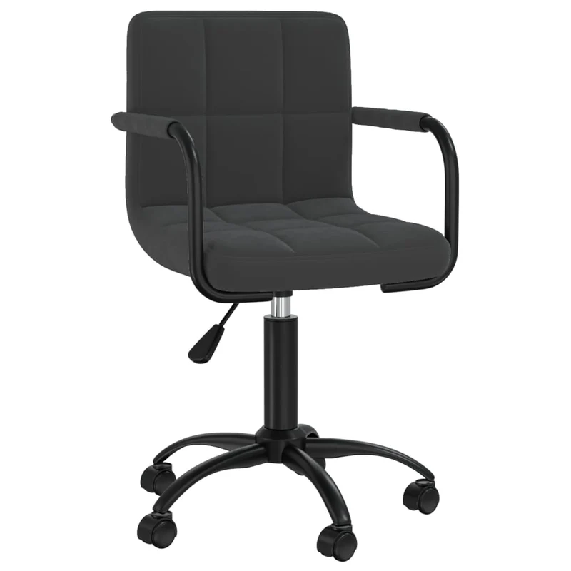Lot de 6 chaises de salle à manger sur roulettes siège pivotant hauteur réglable en velours noir DEC025447