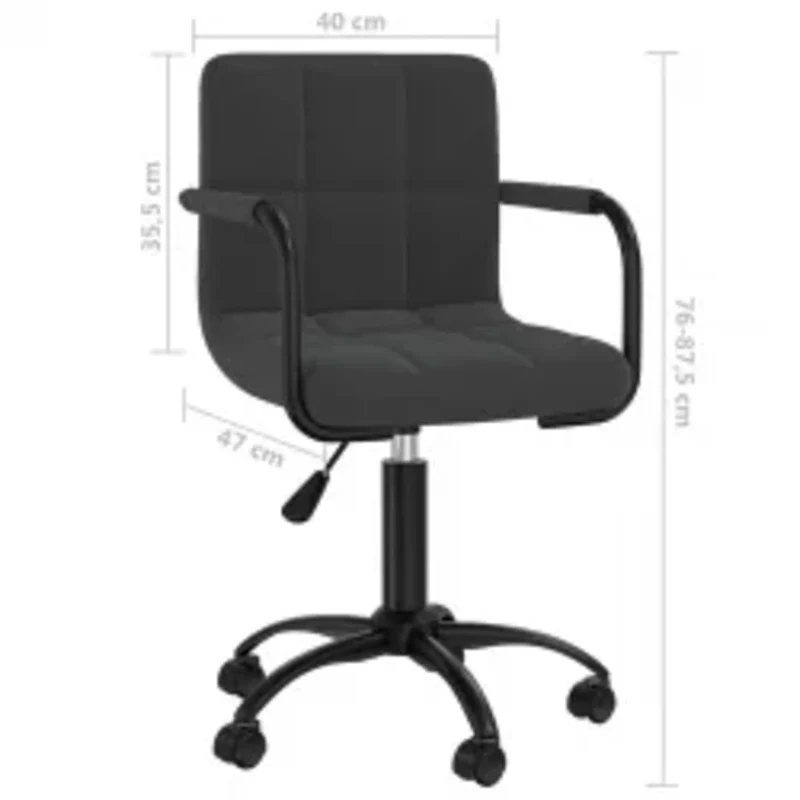 Lot de 6 chaises de salle à manger sur roulettes siège pivotant hauteur réglable en velours noir DEC025447