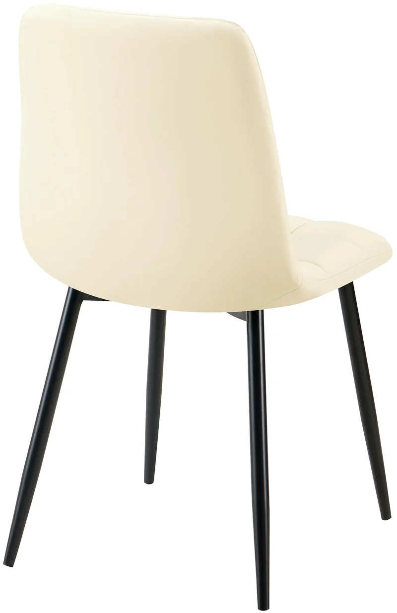 Chaise de salle à manger x1 avec coutures décoratives carrées en similicuir crème cadre métal 10_0007136