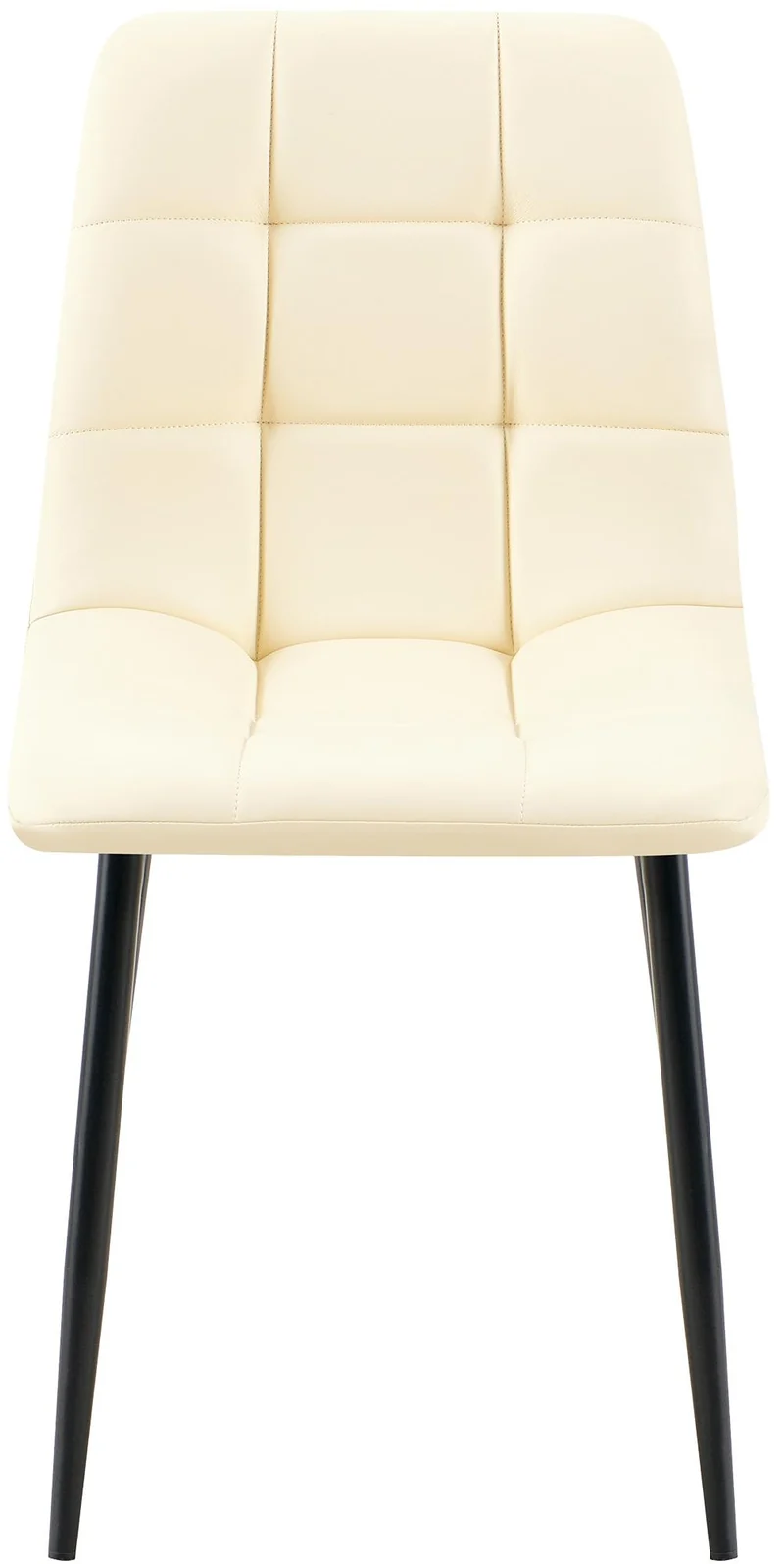 Chaise de salle à manger x1 avec coutures décoratives carrées en similicuir crème cadre métal 10_0007136