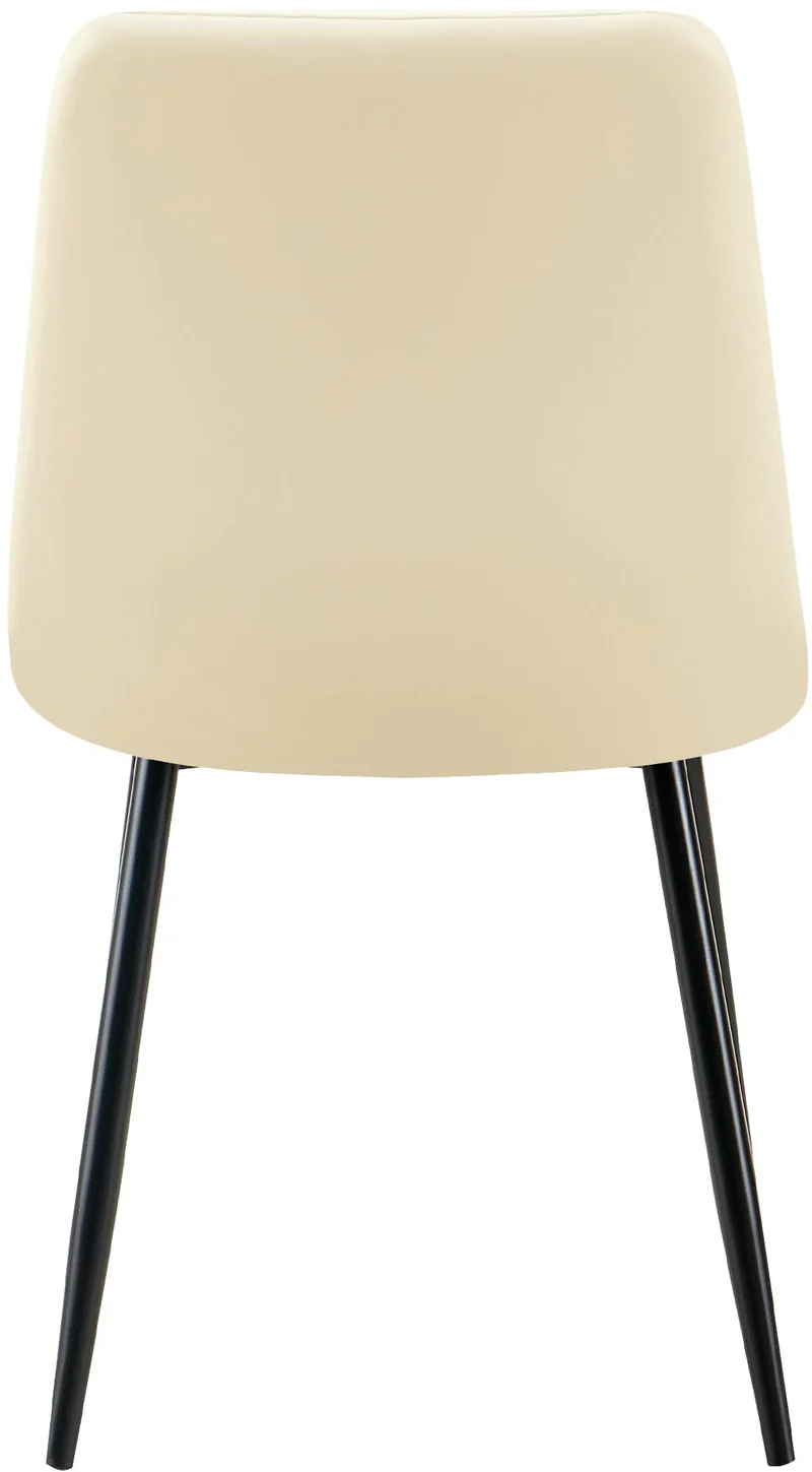 Chaise de salle à manger x1 avec coutures décoratives carrées en similicuir crème cadre métal 10_0007136