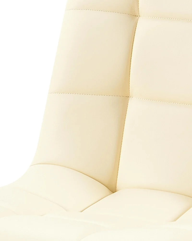 Chaise de salle à manger x1 avec coutures décoratives carrées en similicuir crème cadre métal 10_0007136