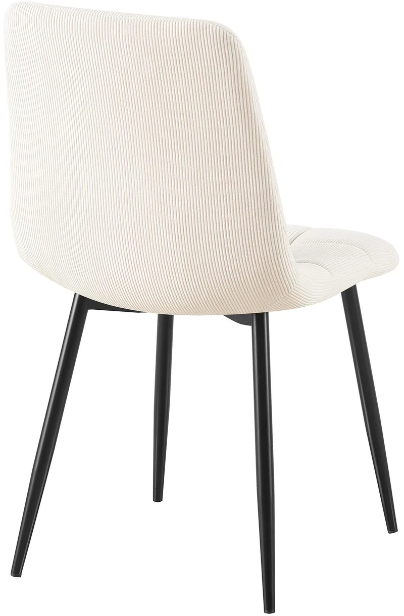 Chaise de salle à manger x1 coutures carrées matelassé en velours côtelé crème cadre métal 10_0007131