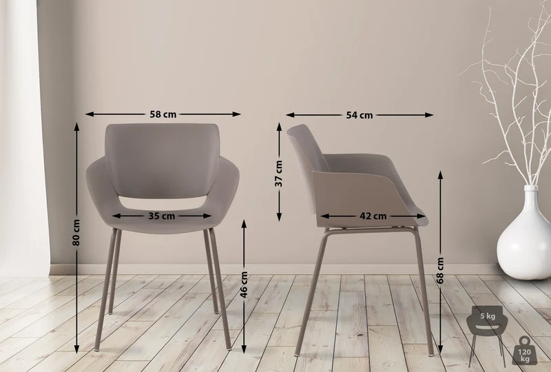 Chaise pour intérieur ou extérieur plastique couleur taupe structure acier thermolaqué 10_0007127