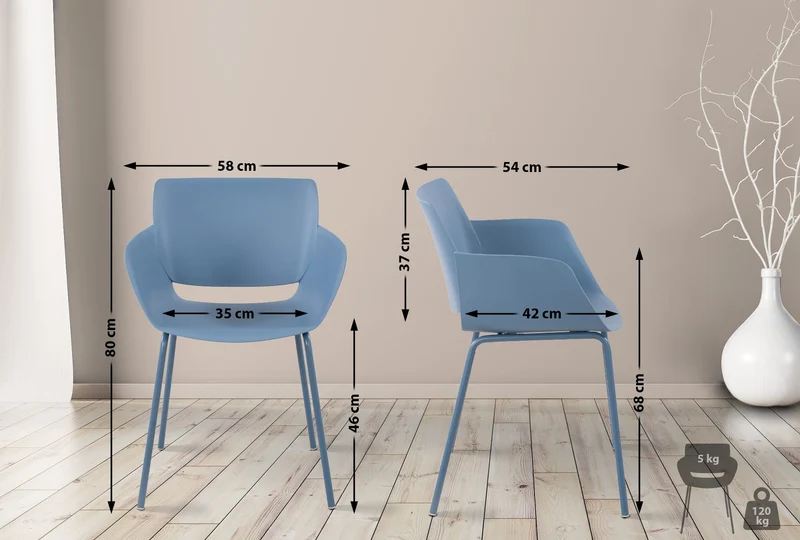 Chaise pour intérieur ou extérieur plastique couleur bleu structure acier thermolaqué 10_0007123