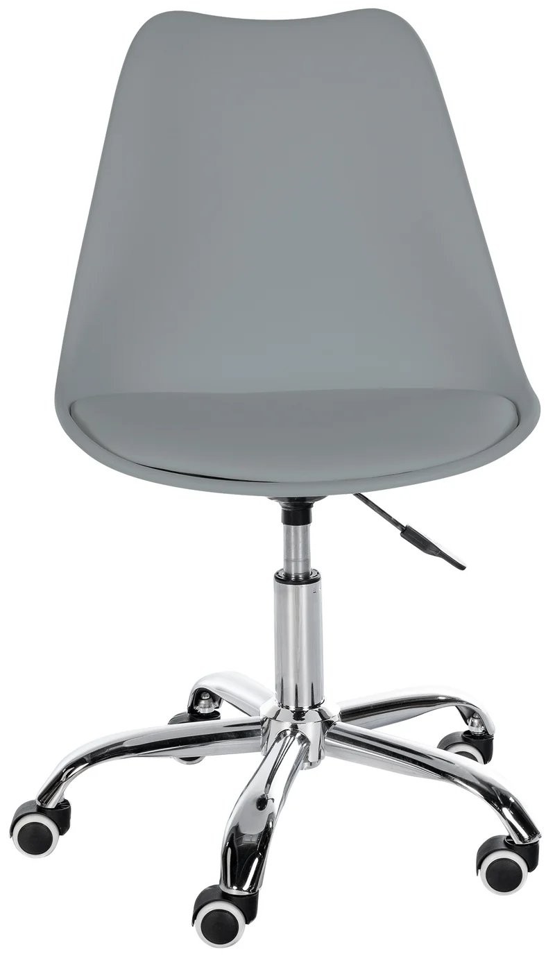 Tabouret de travail sur roulettes hauteur réglable en plastique gris et métal 10_0006944