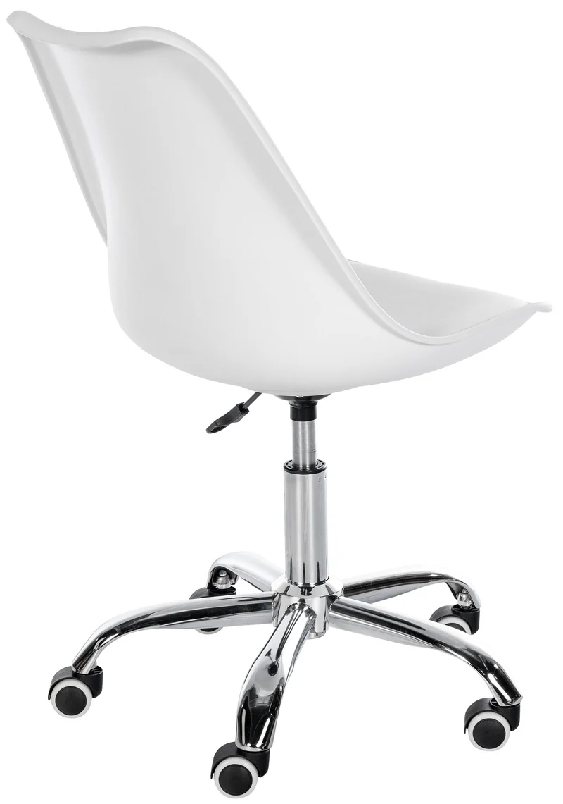 Tabouret de travail sur roulettes hauteur réglable en plastique blanc et métal 10_0006943