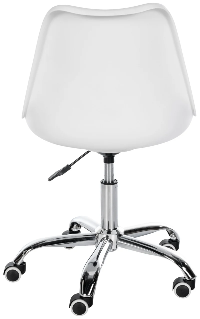 Tabouret de travail sur roulettes hauteur réglable en plastique blanc et métal 10_0006943