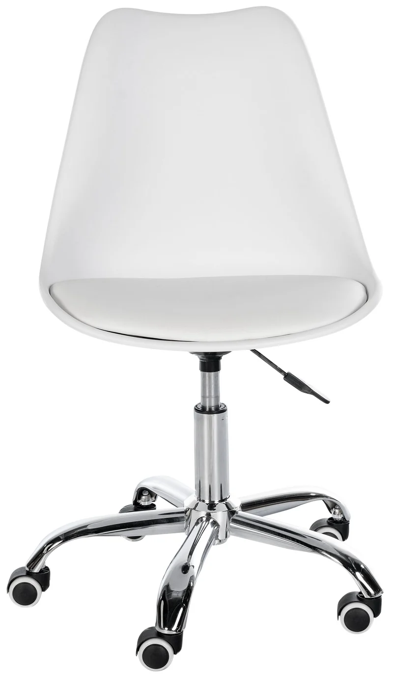 Tabouret de travail sur roulettes hauteur réglable en plastique blanc et métal 10_0006943
