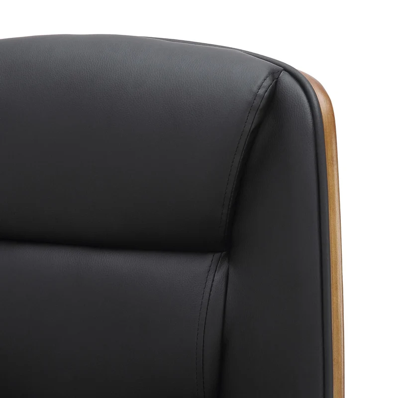 Fauteuil de bureau sur roulettes avec accoudoirs similicuir noir structure en bois courbé et métal 10_0006939