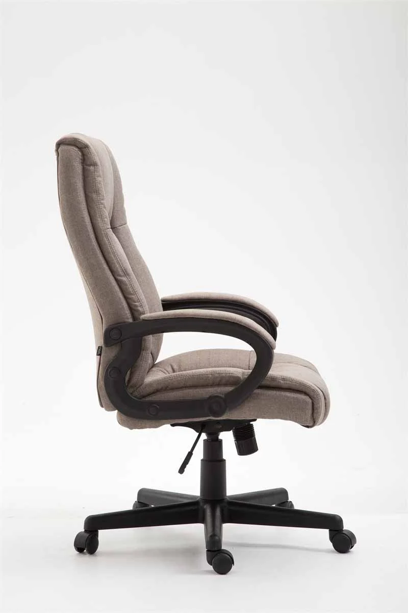 Fauteuil de bureau sur roulettes accoudoirs hauteur réglable en tissu taupe cadre plastique 10_0006937