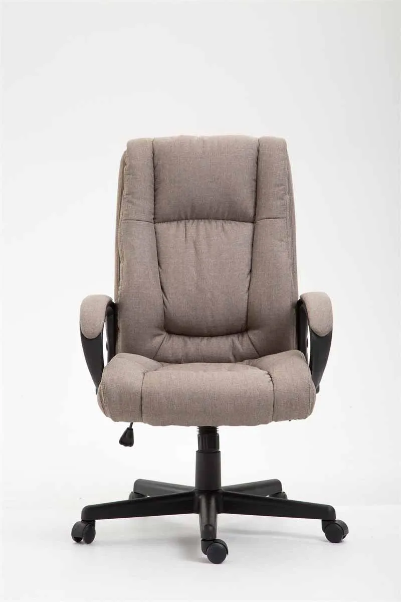 Fauteuil de bureau sur roulettes accoudoirs hauteur réglable en tissu taupe cadre plastique 10_0006937