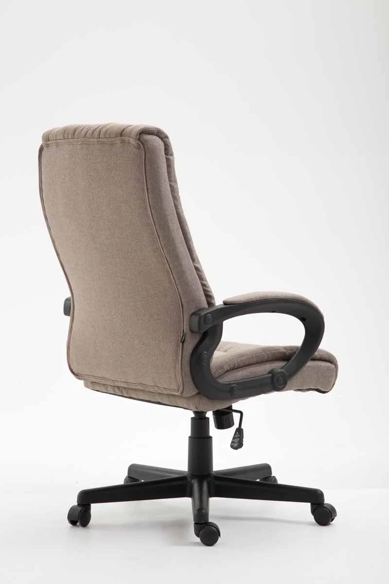 Fauteuil de bureau sur roulettes accoudoirs hauteur réglable en tissu taupe cadre plastique 10_0006937