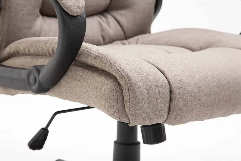 Fauteuil de bureau sur roulettes accoudoirs hauteur réglable en tissu taupe cadre plastique 10_0006937