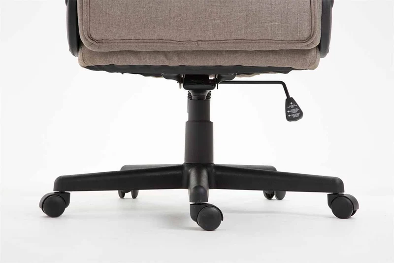 Fauteuil de bureau sur roulettes accoudoirs hauteur réglable en tissu taupe cadre plastique 10_0006937