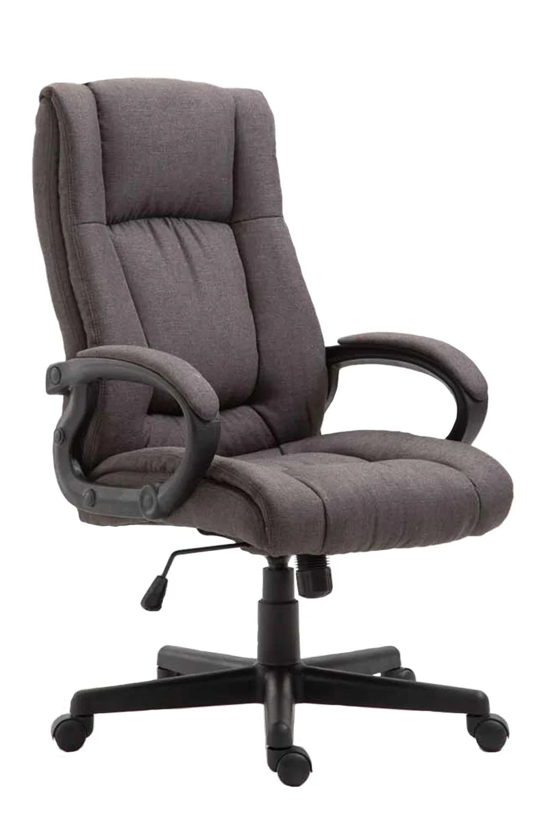 Fauteuil de bureau sur roulettes accoudoirs hauteur réglable en tissu gris foncé cadre plastique 10_0006935