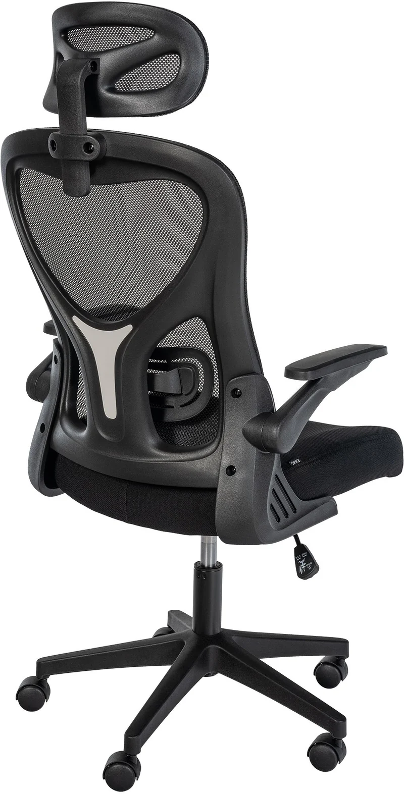 Fauteuil de bureau soutien lombaire réglable en hauteur appui-tête en tissu et plastique noir 10_0006933