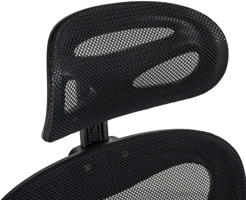 Fauteuil de bureau soutien lombaire réglable en hauteur appui-tête en tissu et plastique noir 10_0006933