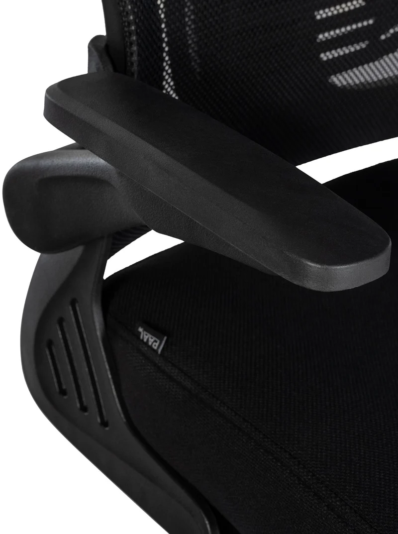 Fauteuil de bureau soutien lombaire réglable en hauteur appui-tête en tissu et plastique noir 10_0006933