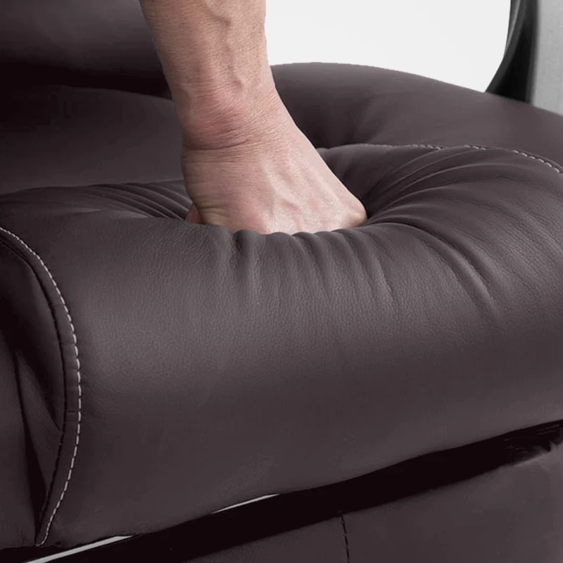 Fauteuil de bureau avec fonction massage repose-pieds en cuir synthétique marron foncé et métal 10_0006931