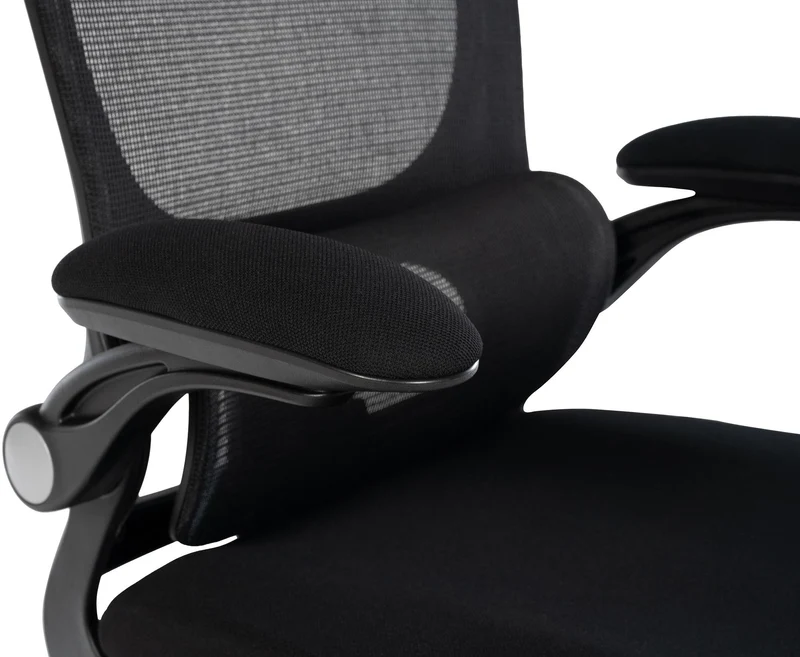 Chaise de bureau soutien lombaire appuie-tête réglable accoudoirs siège pivotant en filet de nylon noir et acier 10_0006927