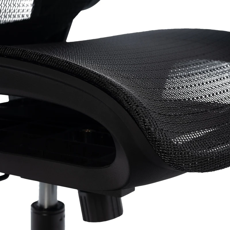 Chaise de bureau ergonomique mécanisme d'inclinaison appui-tête accoudoirs en plastique et maille noir 10_0006924