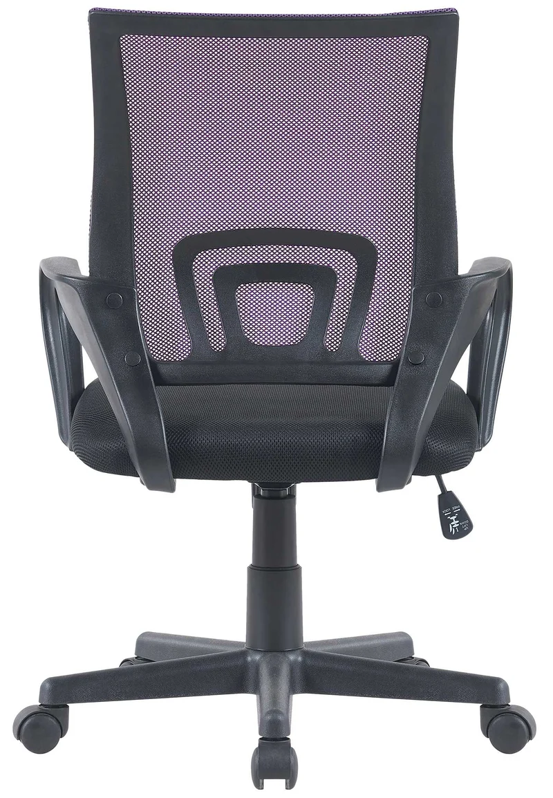 Chaise de bureau sur roulettes hauteur réglable accoudoirs en maille violet cadre plastique noir 10_0006922