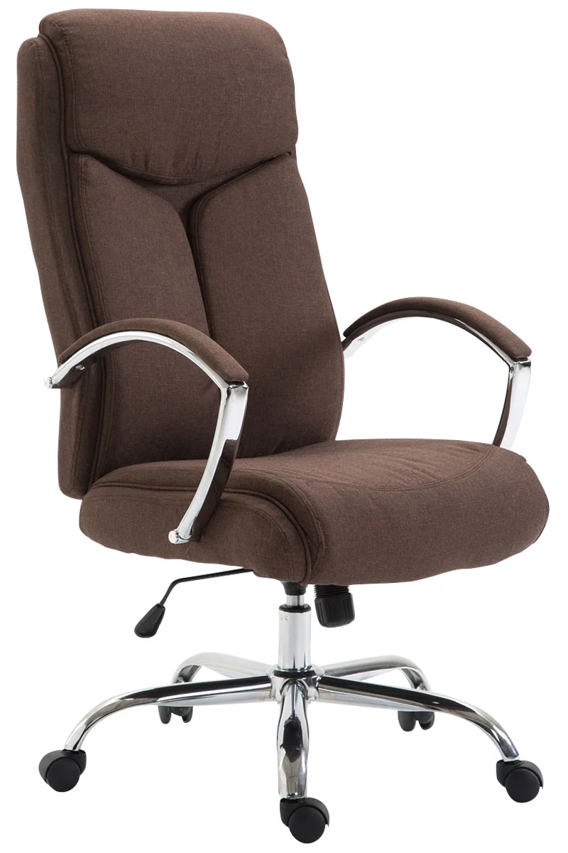 Fauteuil de bureau sur roulettes mécanisme à bascule en tissu marron cadre métal 10_0006921