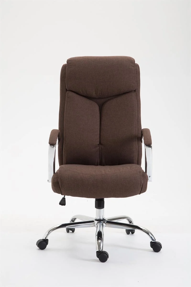 Fauteuil de bureau sur roulettes mécanisme à bascule en tissu marron cadre métal 10_0006921