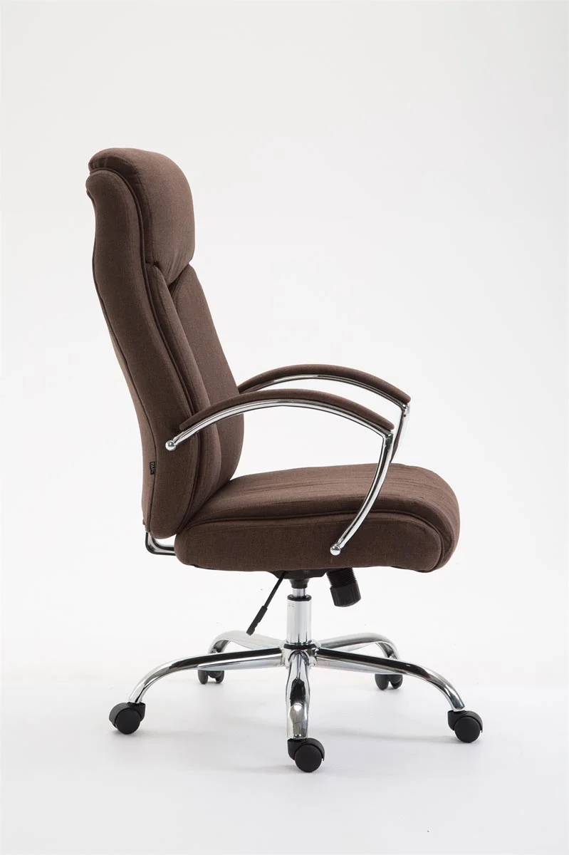 Fauteuil de bureau sur roulettes mécanisme à bascule en tissu marron cadre métal 10_0006921