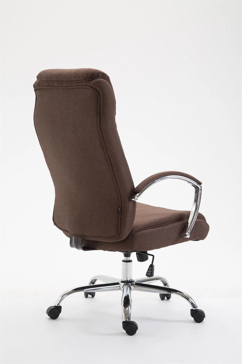 Fauteuil de bureau sur roulettes mécanisme à bascule en tissu marron cadre métal 10_0006921