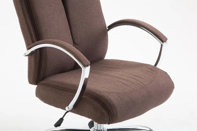 Fauteuil de bureau sur roulettes mécanisme à bascule en tissu marron cadre métal 10_0006921