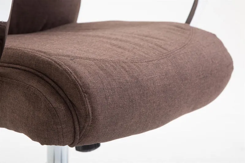 Fauteuil de bureau sur roulettes mécanisme à bascule en tissu marron cadre métal 10_0006921