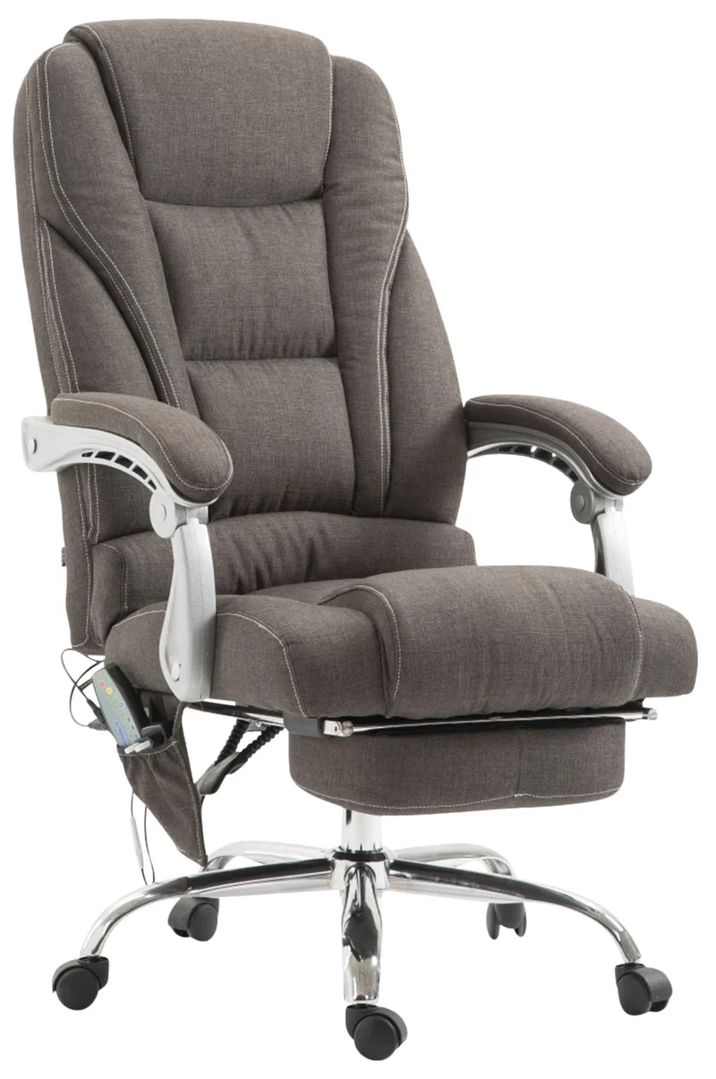 Fauteuil de bureau avec fonction massage repose-pieds et le dossier inclinable en tissu gris foncé cadre métal 10_0006920