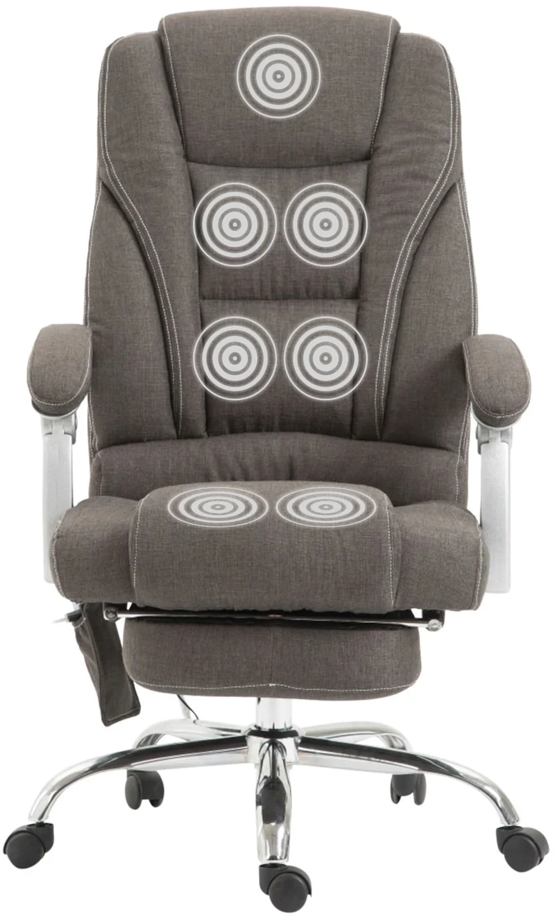 Fauteuil de bureau avec fonction massage repose-pieds et le dossier inclinable en tissu gris foncé cadre métal 10_0006920
