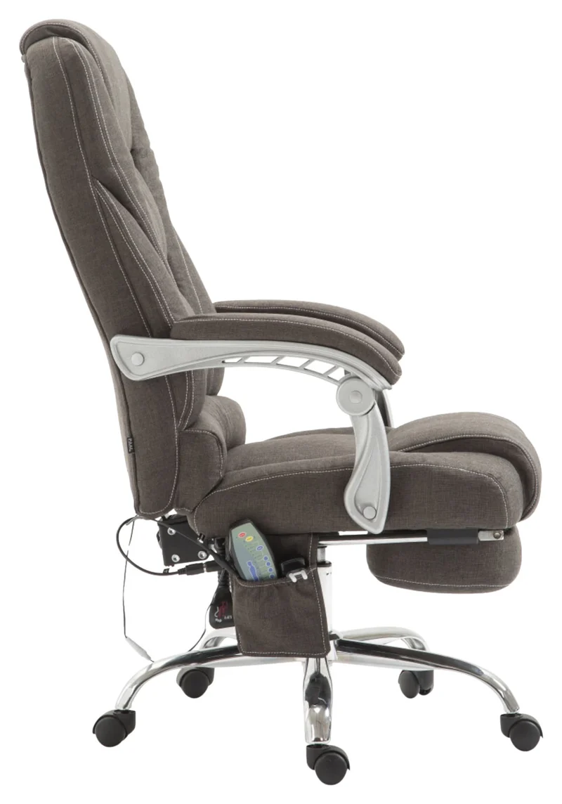 Fauteuil de bureau avec fonction massage repose-pieds et le dossier inclinable en tissu gris foncé cadre métal 10_0006920