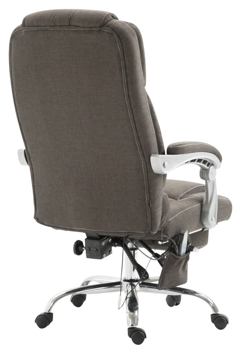 Fauteuil de bureau avec fonction massage repose-pieds et le dossier inclinable en tissu gris foncé cadre métal 10_0006920
