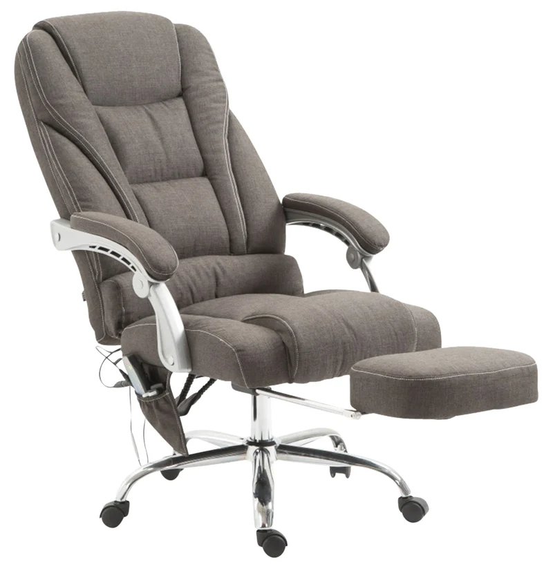 Fauteuil de bureau avec fonction massage repose-pieds et le dossier inclinable en tissu gris foncé cadre métal 10_0006920