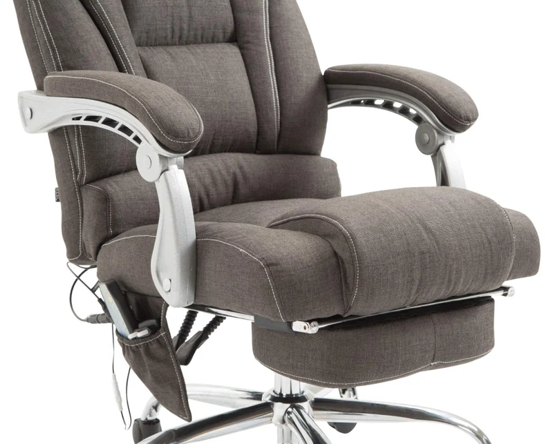 Fauteuil de bureau avec fonction massage repose-pieds et le dossier inclinable en tissu gris foncé cadre métal 10_0006920