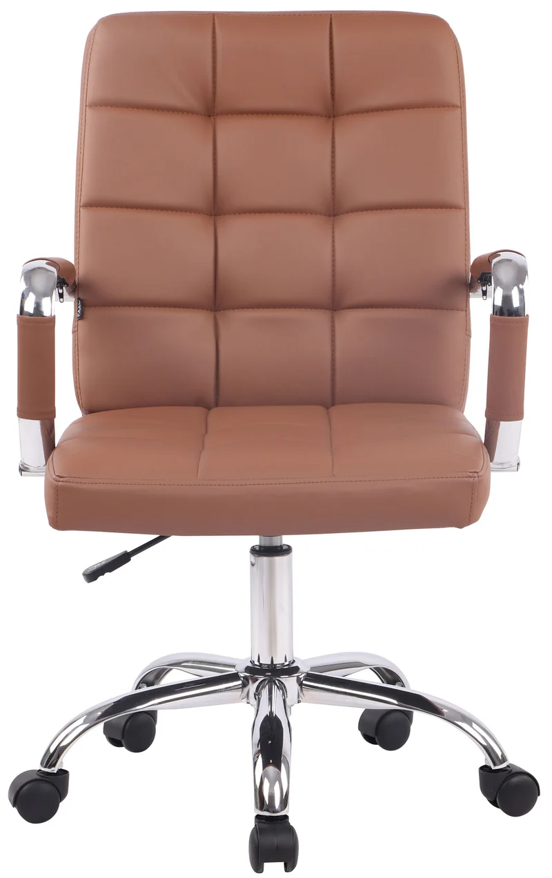 Chaise de bureau sur roulettes accoudoirs hauteur réglable en cuir synthétique marron clair 10_0006917