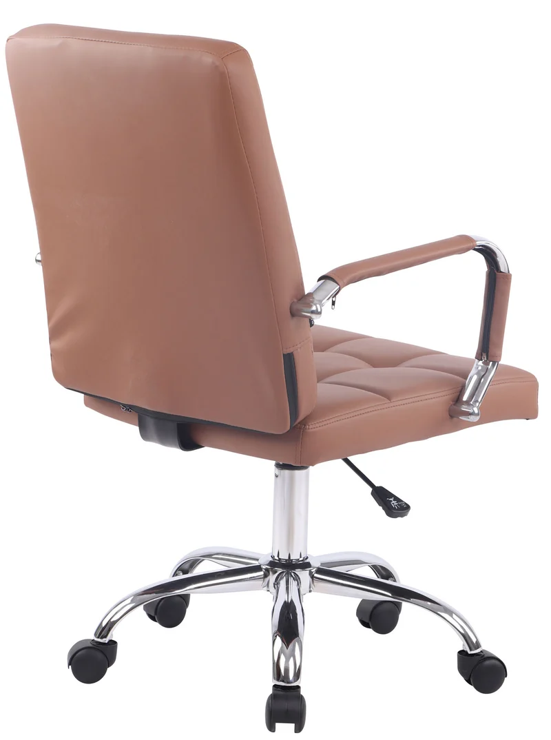 Chaise de bureau sur roulettes accoudoirs hauteur réglable en cuir synthétique marron clair 10_0006917
