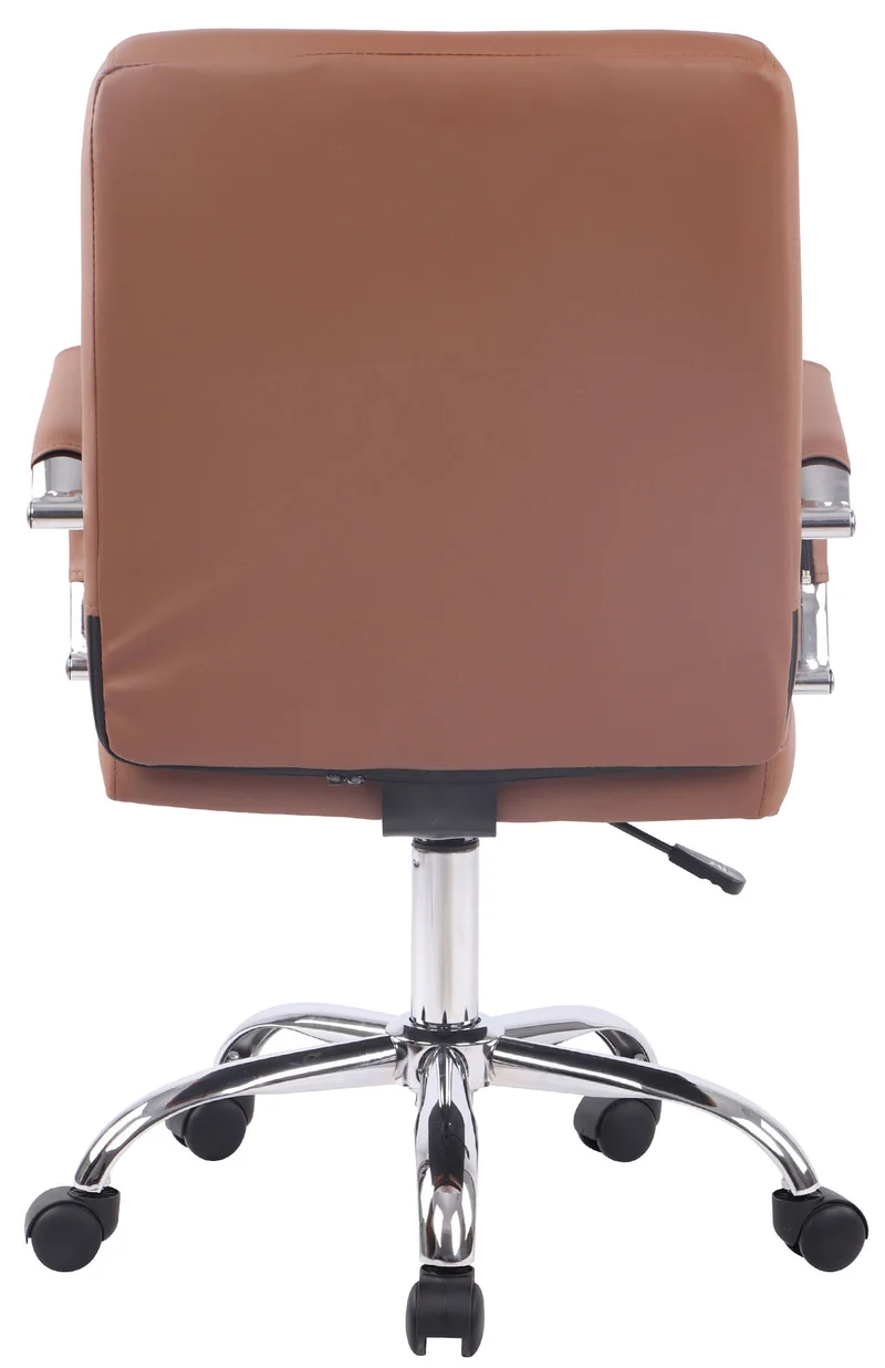 Chaise de bureau sur roulettes accoudoirs hauteur réglable en cuir synthétique marron clair 10_0006917
