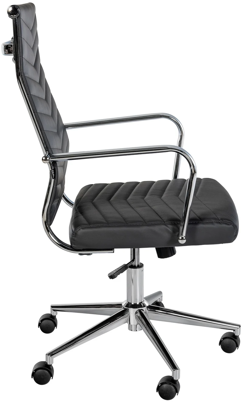 Fauteuil de bureau dossier ergonomique accoudoirs en similicuir noir cadre en métal 10_0006913