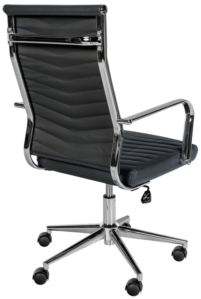 Fauteuil de bureau dossier ergonomique accoudoirs en similicuir noir cadre en métal 10_0006913