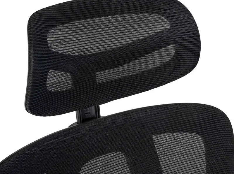 Chaise de bureau avec soutien lombaire appui-tête réglable accoudoirs en tissu noir cadre plastique 10_0006904