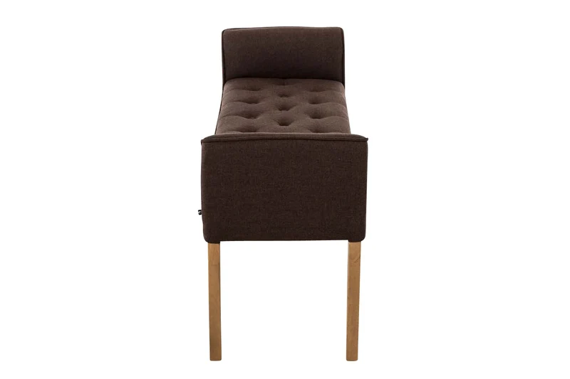 Banc banquette capitonné en tissu marron avec pieds en bois largeur 133cm BAN10004